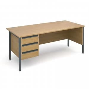 Maestro 25 GL Straight Desk With 3 Drawer Pedestal 1800mm - Graphite H