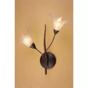 Florida wall light with 2-light switch E14, brown / Black oxidized