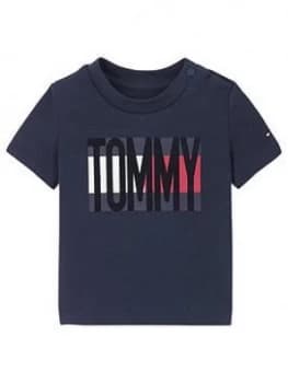 Tommy Hilfiger Baby Boys Short Sleeve Flag T-Shirt, Navy, Size 0-3 Months