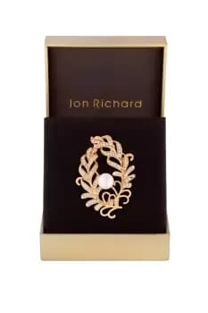 Gold Plated Wreath With Pearl Center Brooch - Gift Boxed