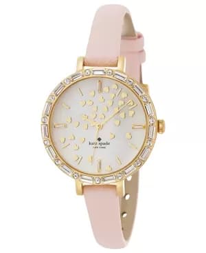 Kate Spade New York Womens Metro Three-Hand Leather Watch - Pink