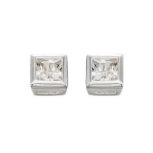 Beginnings Clear CZ 4.5mm Square Stud Earrings