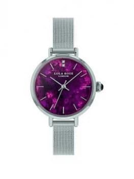 Lola Rose Lola Rose Amethyst Diamond Dial Stainless Steel Mesh Strap Ladies Watch
