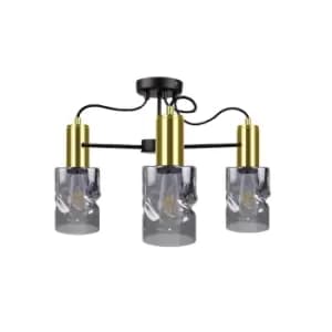 Inger Multi Arm Semi Flush Ceiling Light Black, Gold, 60cm, 3x E27