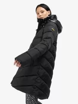 Barbour International Parallel Chevron Quilt Padded Coat - Black, Size 12, Women
