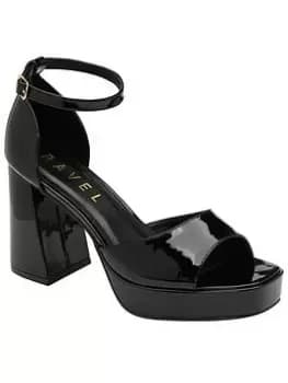 Ravel Ornsay Black Patent Platform Heeled Sandal, Black, Size 4, Women