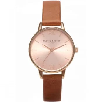 Sunray Rose Gold & Tan Watch
