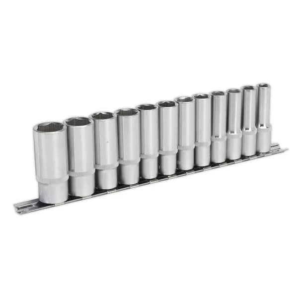 Genuine SEALEY AK2841 Socket Set 12pc 3/8Sq Drive 6pt Deep WallDrive® Metric