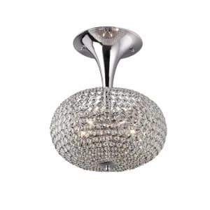 Semi Flush Ceiling 5 Light Polished Chrome, Crystal