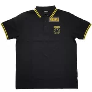 Nirvana - Smiley Unisex XX-Large Polo Shirt - Black