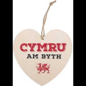 Cymru Am Byth Welsh Hanging Heart Sign