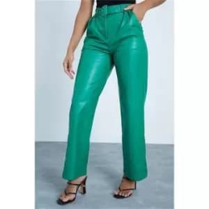 I Saw It First Green Belted Faux Leather Wide Leg Trousers - Green