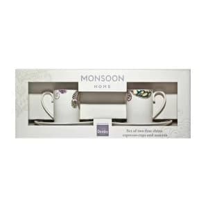 Denby Monsoon Cosmic Espresso Cup and Saucer Set X 2