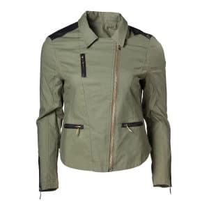 Nintendo - Legend of Zelda Royal Crest Logo Female Small Biker Jacket - Green/Black