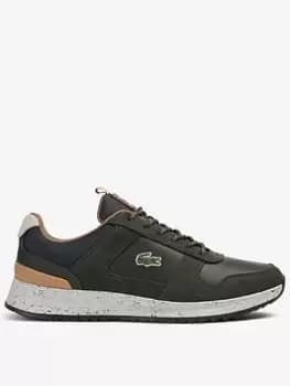 Mens Lacoste Joggeur 2.0 Leather and Nubuck Outdoor Shoes Size 10 UK Dark Green & Off White