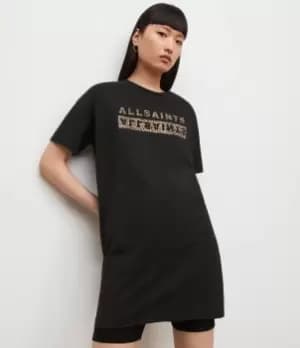 AllSaints Womens Juxta T-Shirt Dress, Black, Size: L