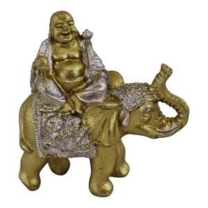 Miniature Buddha Sitting On Elephant Ornament