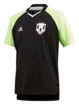 Boys, adidas Messi Icon Tee, Black/Green, Size 5-6 Years