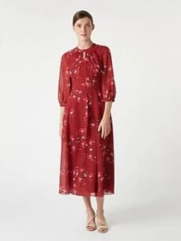 Hobbs Samantha Orchid Tea Dress - Burgundy Cerise