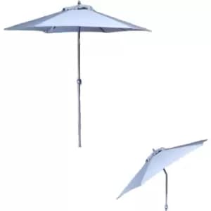 2m Lightweight Grey Aluminium Garden Parasol with Crank Handle & Tilt Mechanism