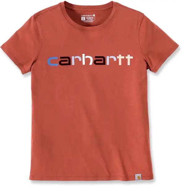 Carhartt Relaxed Fit Lightweight Multi Color Logo Graphic Ladies T-Shirt, brown, Size L for Women