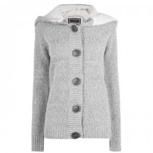 SoulCal Button Knit Jacket Ladies - Grey Marl
