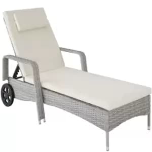 Tectake Rattan Sun Lounger - Light Grey