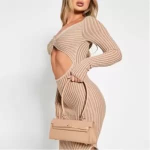 I Saw It First Clasp Detail Long Strap Shoulder Bag - Grey