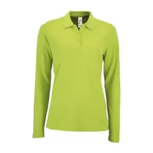 SOLS Womens/Ladies Perfect Long Sleeve Pique Polo Shirt (L) (Apple Green)