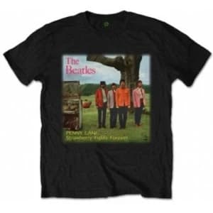 The Beatles Strawberry Fields Forever Mens Blk T Shirt: Lar