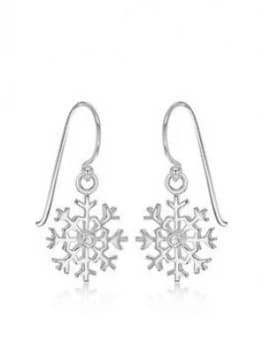 The Love Silver Collection Sterling Silver Cubic Zirconia Snowflake Drop Earrings