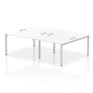 Impulse Bench B2B 4 Person 1200 Silver Frame Office Bench Desk White