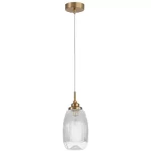 Netlighting Merano Estevan 13cm Dome Pendant Ceiling Light Satin Gold Metal Clea