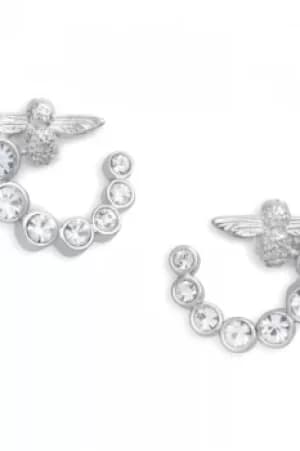Olivia Burton Jewellery Bejewelled Bee Swirl Hoop Earrings Silver OBJAME163