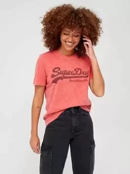 Superdry Vintage Logo Borough T-Shirt - Red, Size 12, Women