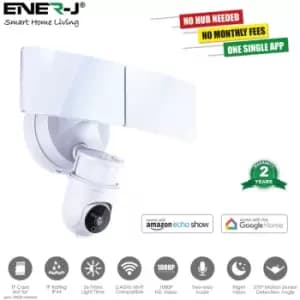 Smart Twin LED Floodlight with 1080P Security Camera, White Body