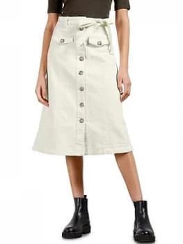 Ted Baker Denim A Line Button Front Skirt - Cream, Size 2=10, Women