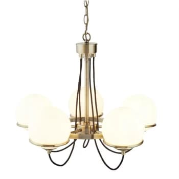 Searchlight Lighting - Searchlight Sphere - 5 Light Multi Arm Ceiling Pendant White, Antique Brass, E14