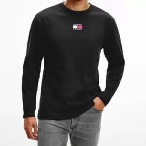 Tommy Jeans Mens Badge Logo Long Sleeve T-Shirt - Black - M
