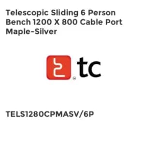 TC Group Telescopic Sliding 6 Person Bench 1200 x 800 Cable Port Maple-Silver