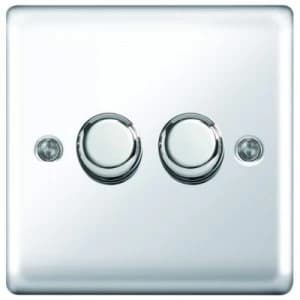 Wickes Dimmer Switch 2 Gang 2 Way 400W Polished Chrome Raised Plate