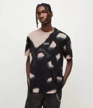 AllSaints Mens Nova Crew T-Shirt, Wshd Blk/dusty Pnk, Size: M