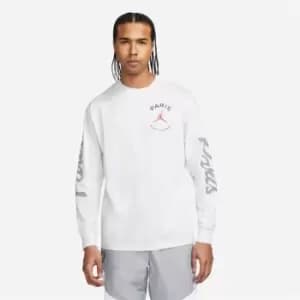 Air Jordan Paris Saint Germain Long Sleeve T Shirt Mens - Grey