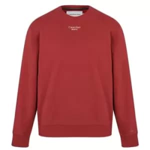 Calvin Klein Jeans Stacked Logo Crew Neck - Red
