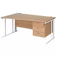 Dams International Wave Desk MCM16WLP3WHB 1,600 x 725 x 800 - 990 mm