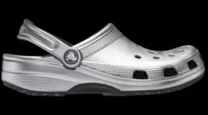 Crocs Classic Metallic Clogs Unisex Silver Metallic W6/M5
