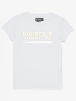 Barbour International Girls Reina Logo T-Shirt - White, Size Age: 12-13 Years, Women