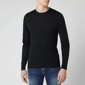 John Smedley Mens Lundy 30 Gauge Extra Fine Merino Crew Neck Jumper - Black - M
