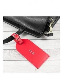 Personalised Red Foiled Leather Luggage Tag