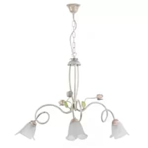 Wilma 3 Light Flower Multi Arm Pendant Ceiling Light, Glass Shades